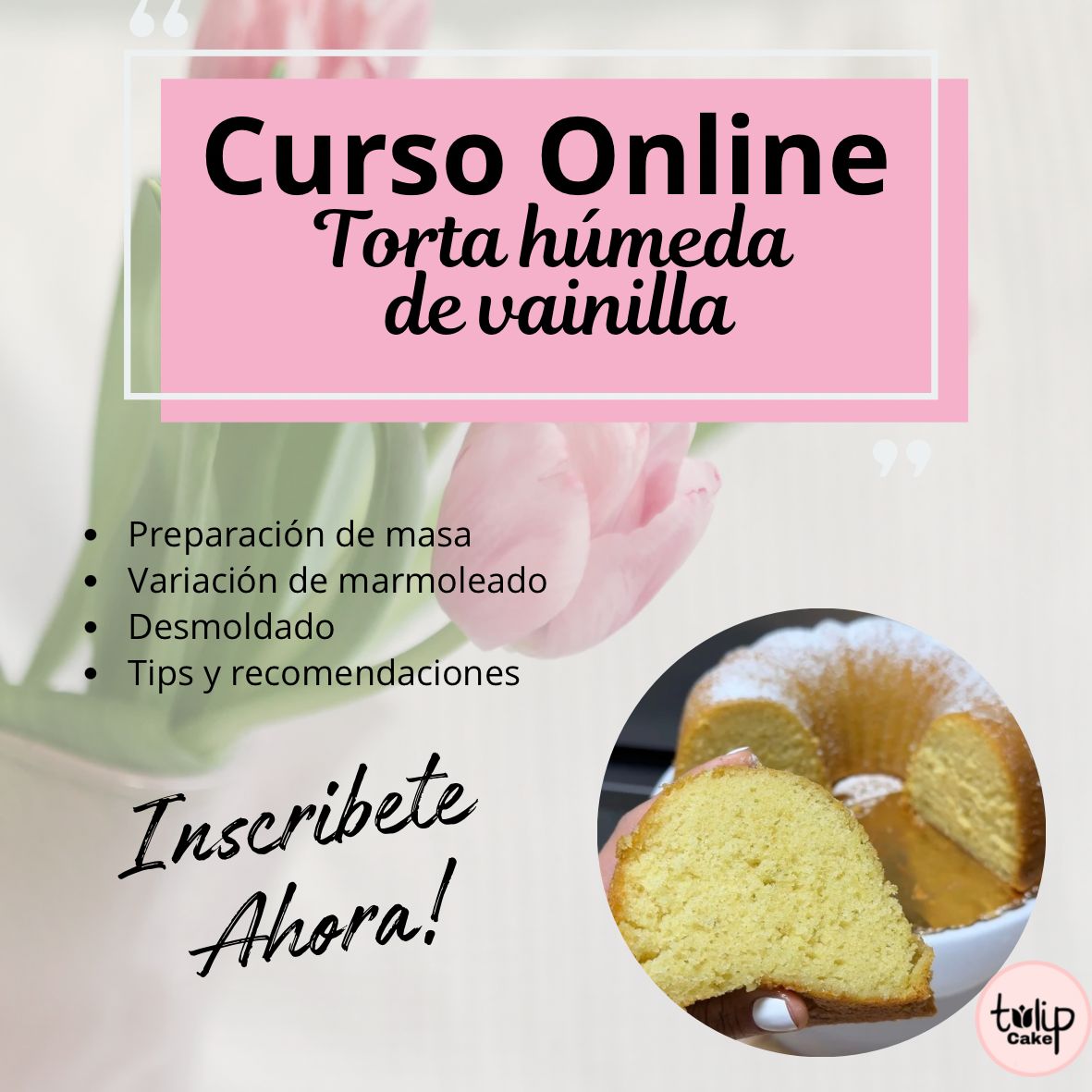 Curso Online Torta Humeda de Vainilla